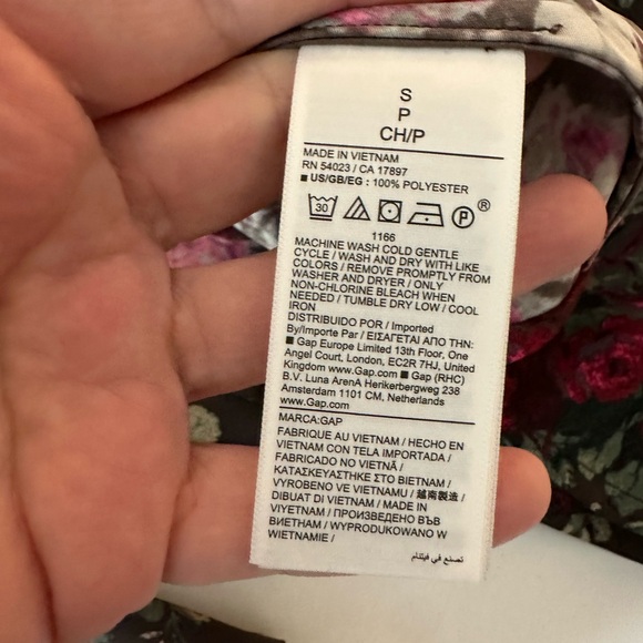 GAP Chocolate Brown Red Pink Rose Print Recycled Silky Satin Mini Dress NWOT S - Picture 15 of 16